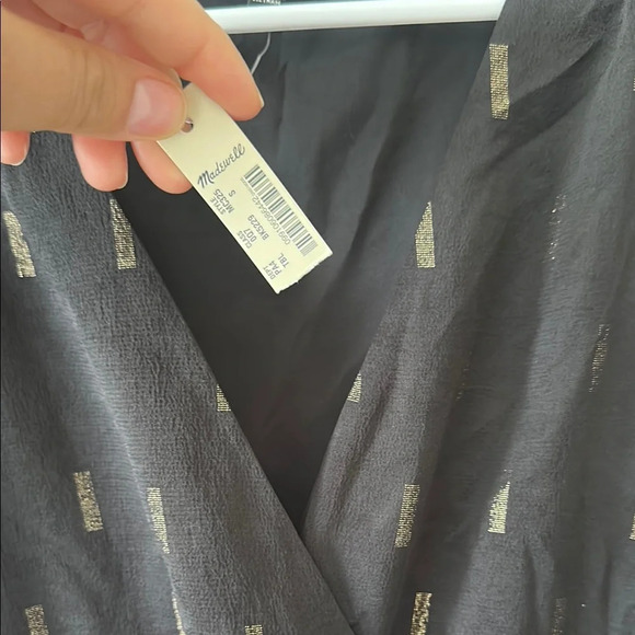 NEW Madewell Black Mini Dress with Gold Details - Picture 4 of 5